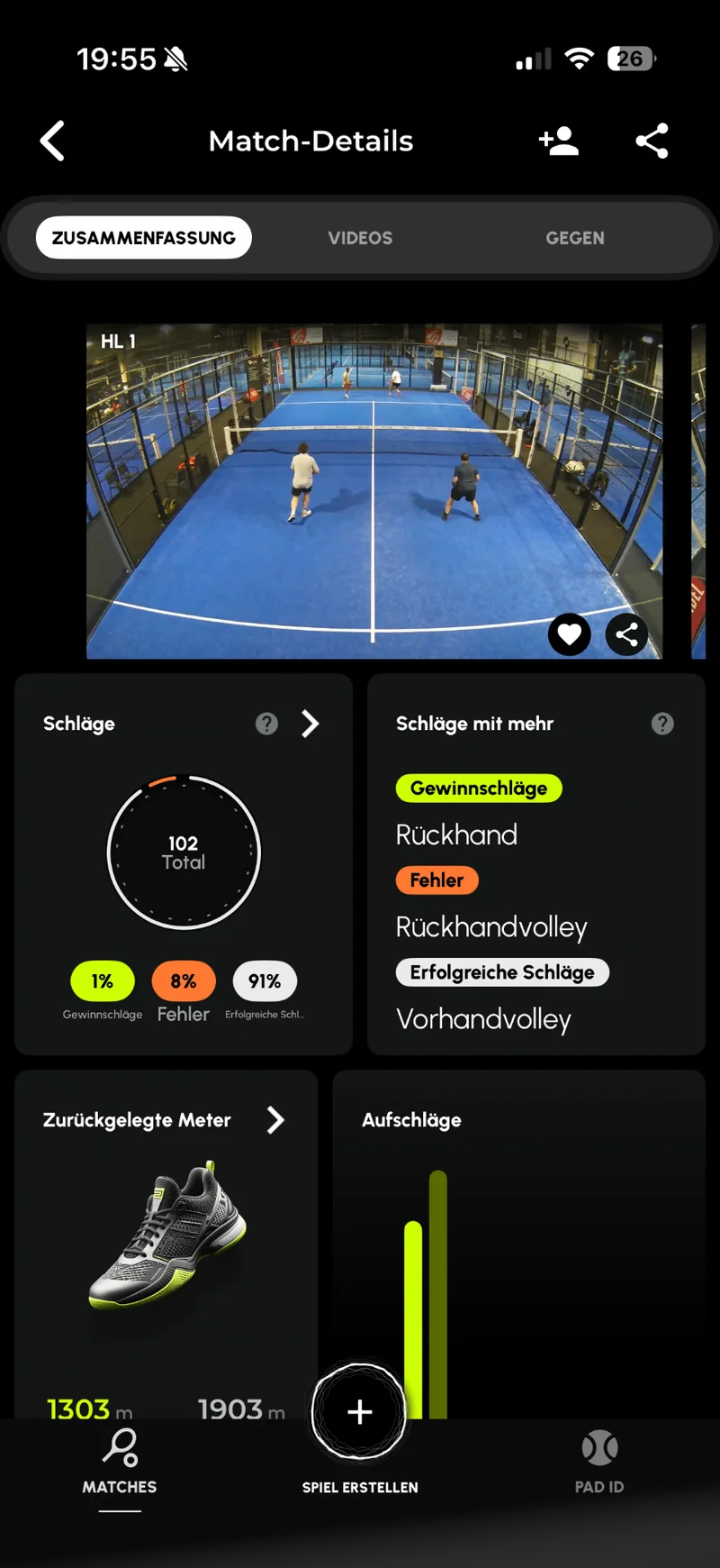 Padmi App – Match-Details mit Highlights und Statistiken