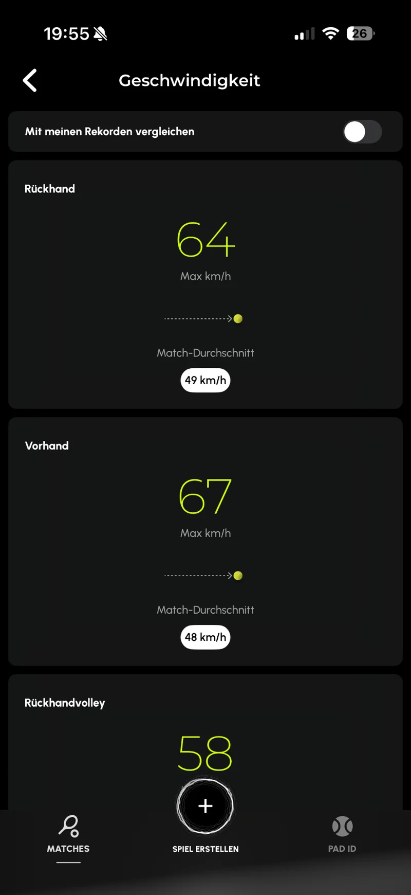 Padmi App – Geschwindigkeitsmessung pro Schlag